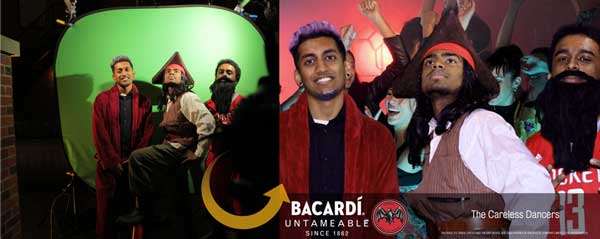 before and after green screen photo booth on experiential bacardi campaign